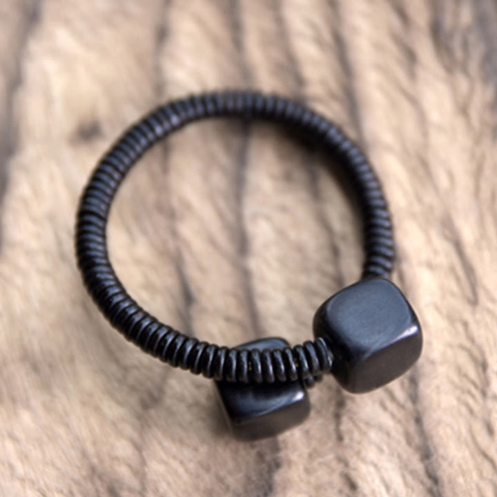 Pulsera de equilibrio con forma de cubo de sándalo verde y madera de ébano y Buddha Stones