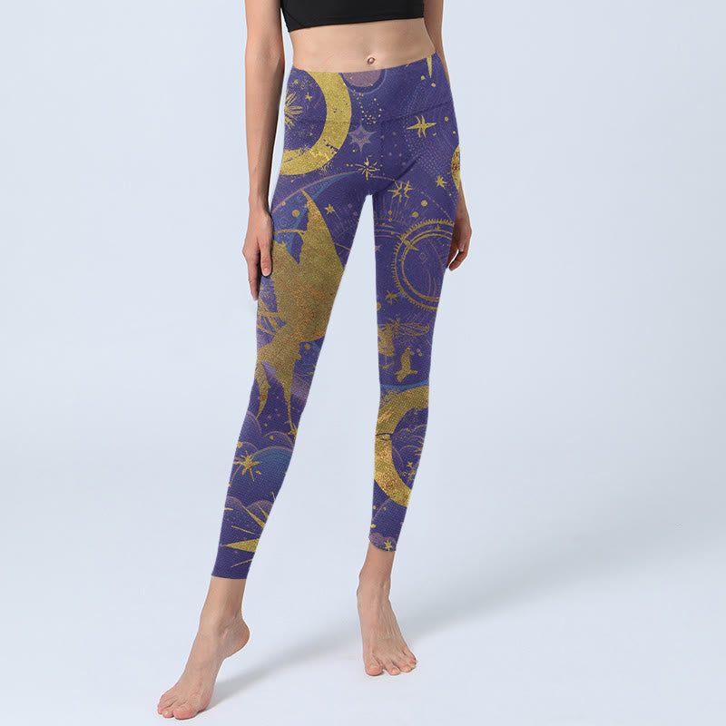 Leggings de yoga para mujer con estampado de Buddha Stones, luna, sol y estrellas - image 5