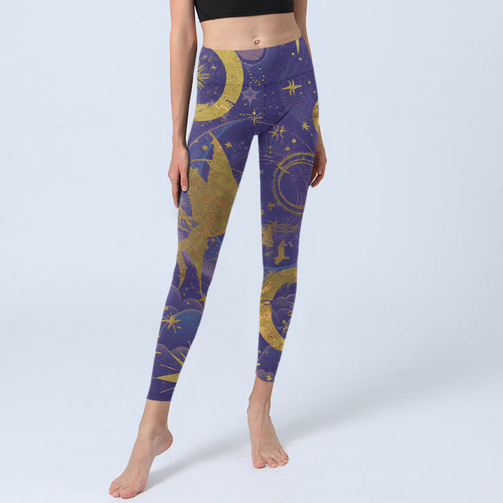 Leggings de yoga para mujer con estampado de Buddha Stones, luna, sol y estrellas - image 5