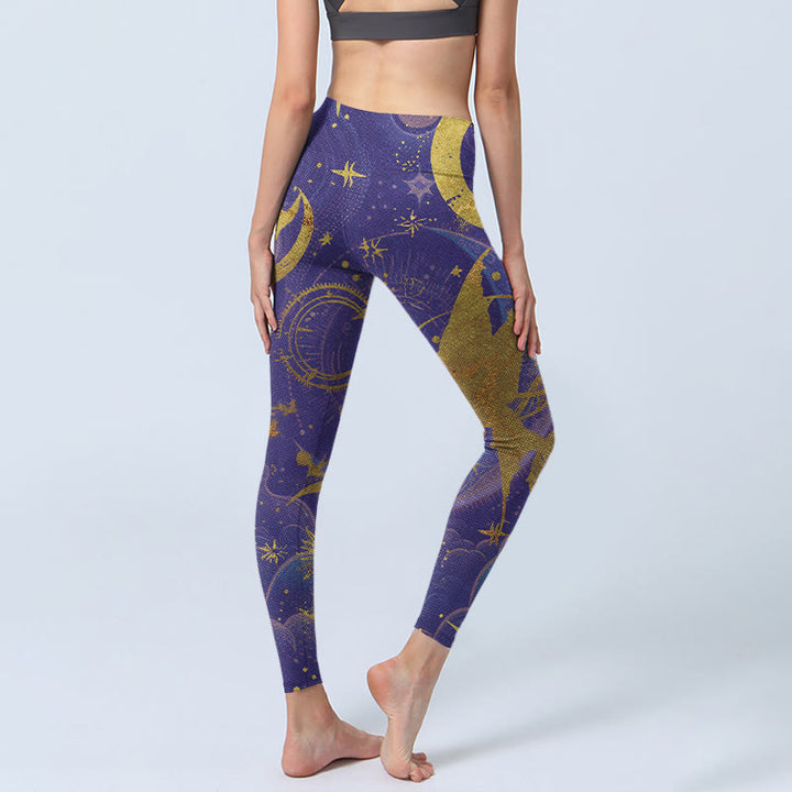 Leggings de yoga para mujer con estampado de Buddha Stones, luna, sol y estrellas - image 6