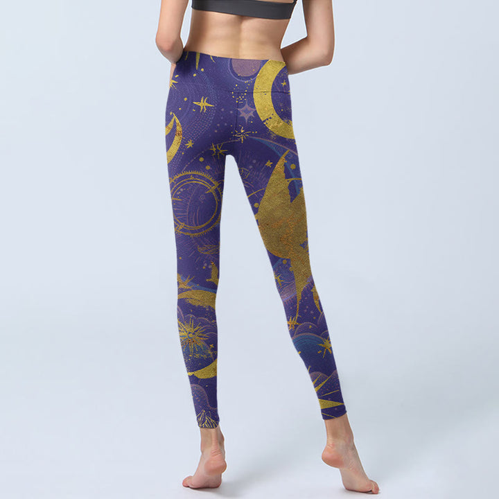 Leggings de yoga para mujer con estampado de Buddha Stones, luna, sol y estrellas - image 4