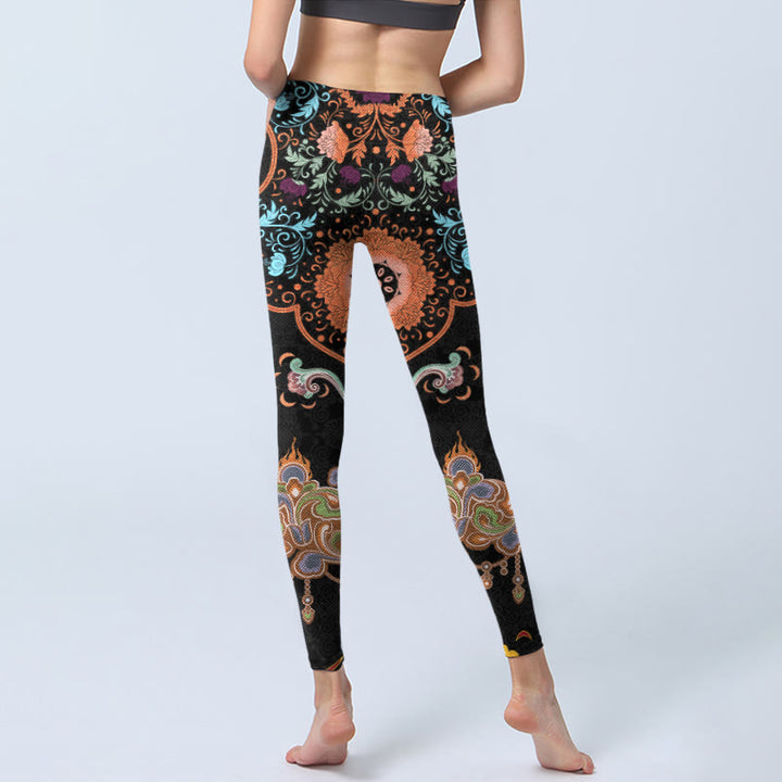 Leggings de yoga para mujer con estampado de nubes auspiciosas y mandalas con Buddha Stones - image 6