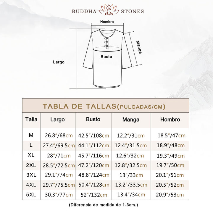 Buddha Stones Botón de Rana Color Liso Traje Tang Chino Camisa de Media Manga Ropa de Lino para Hombres - image 6