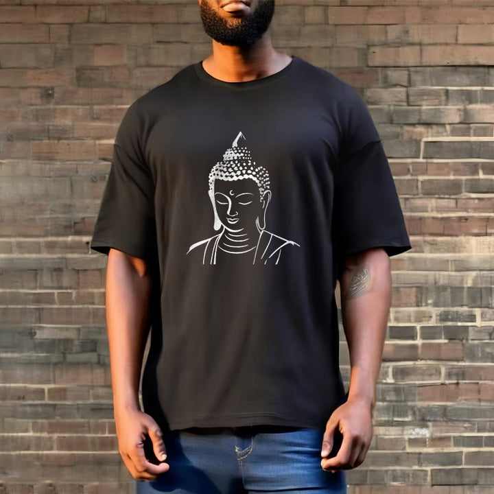 Camiseta de algodón con estampado de cabeza de Buddha Stones de Buda - image 13