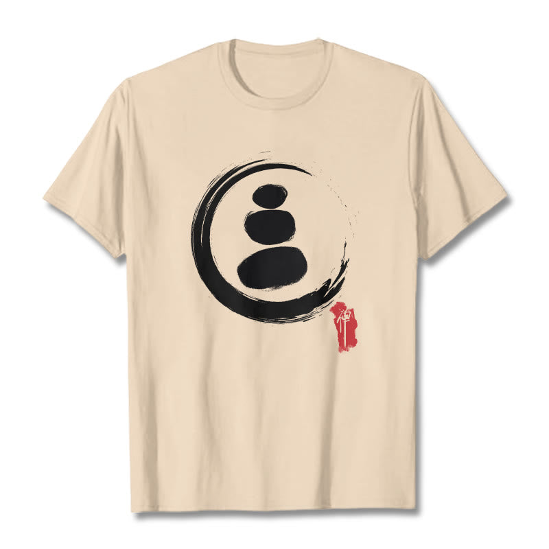Camiseta de algodón con círculos zen y Buddha Stones - Sopa de mariscos - 2XL - image 6