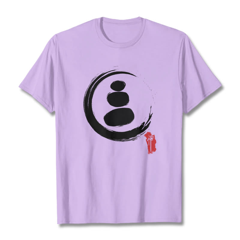 Camiseta de algodón con círculos zen y Buddha Stones - Ciruela - 2XL - image 15