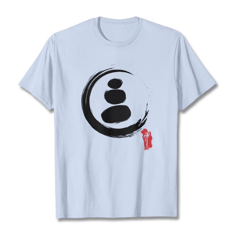 Camiseta de algodón con círculos zen y Buddha Stones - Cian claro - 2XL - image 15