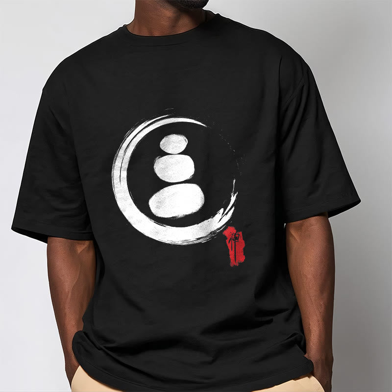 Camiseta de algodón con círculos zen y Buddha Stones - image 2