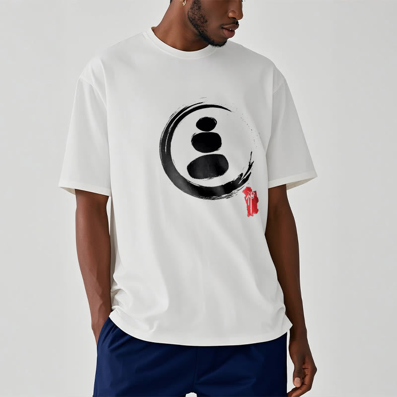 Camiseta de algodón con círculos zen y Buddha Stones - image 11