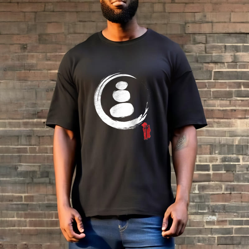 Camiseta de algodón con círculos zen y Buddha Stones - image 3