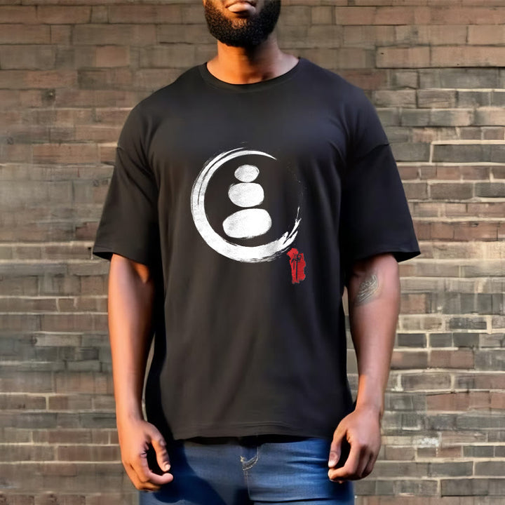 Camiseta de algodón con círculos zen y Buddha Stones - image 3