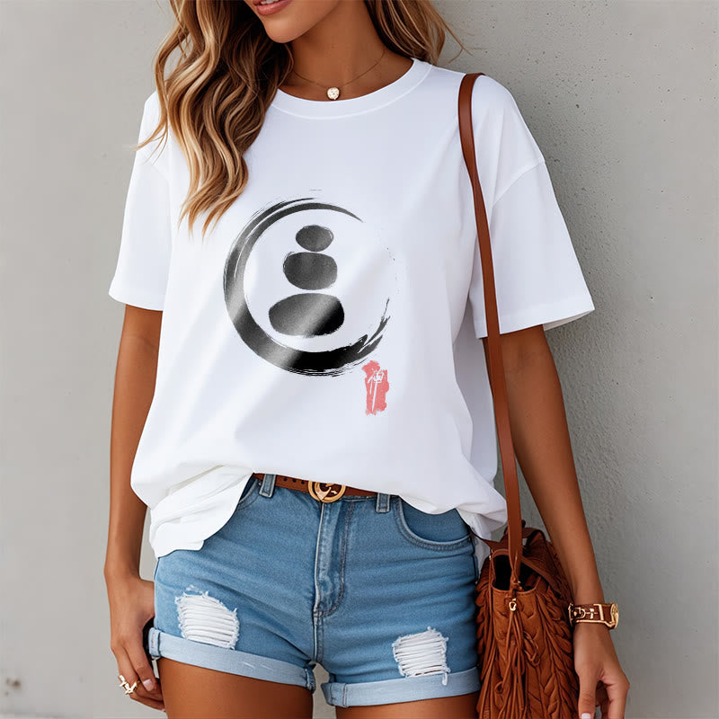 Camiseta de algodón con círculos zen y Buddha Stones - image 11