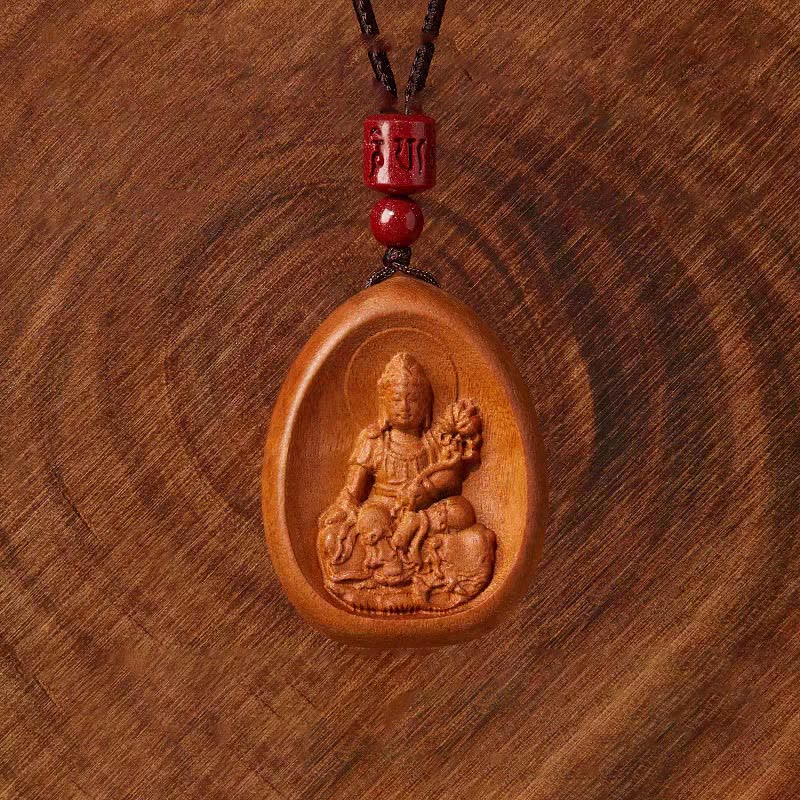 Colgantes de collar con cuerda negra con cinabrio, madera de durazno y Buddha Stones, Om Mani Padme Hum, zodiaco chino - image 3