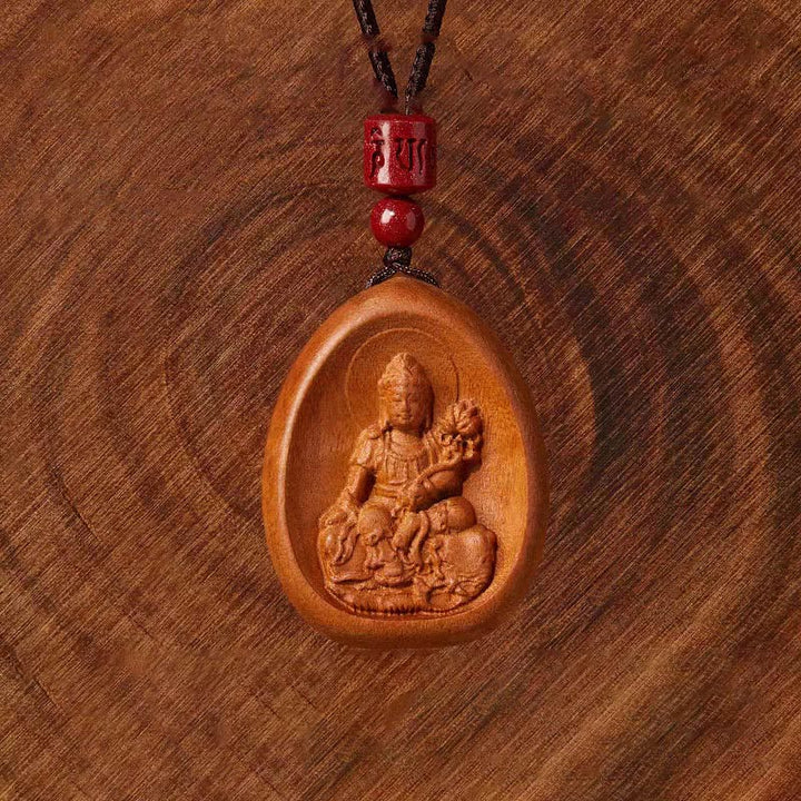 Colgantes de collar con cuerda negra con cinabrio, madera de durazno y Buddha Stones, Om Mani Padme Hum, zodiaco chino - image 3