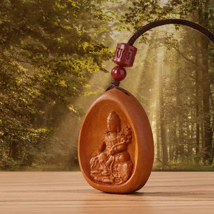 Colgantes de collar con cuerda negra con cinabrio, madera de durazno y Buddha Stones, Om Mani Padme Hum, zodiaco chino - image 5