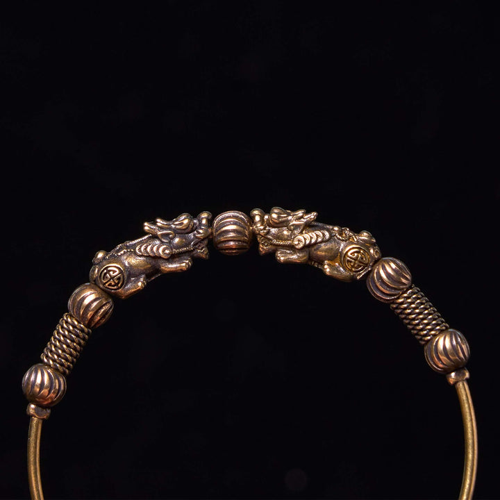 Pulsera brazalete de cobre con Buddha Stones Pi Xiu que aleja los malos espíritus y le da la suerte