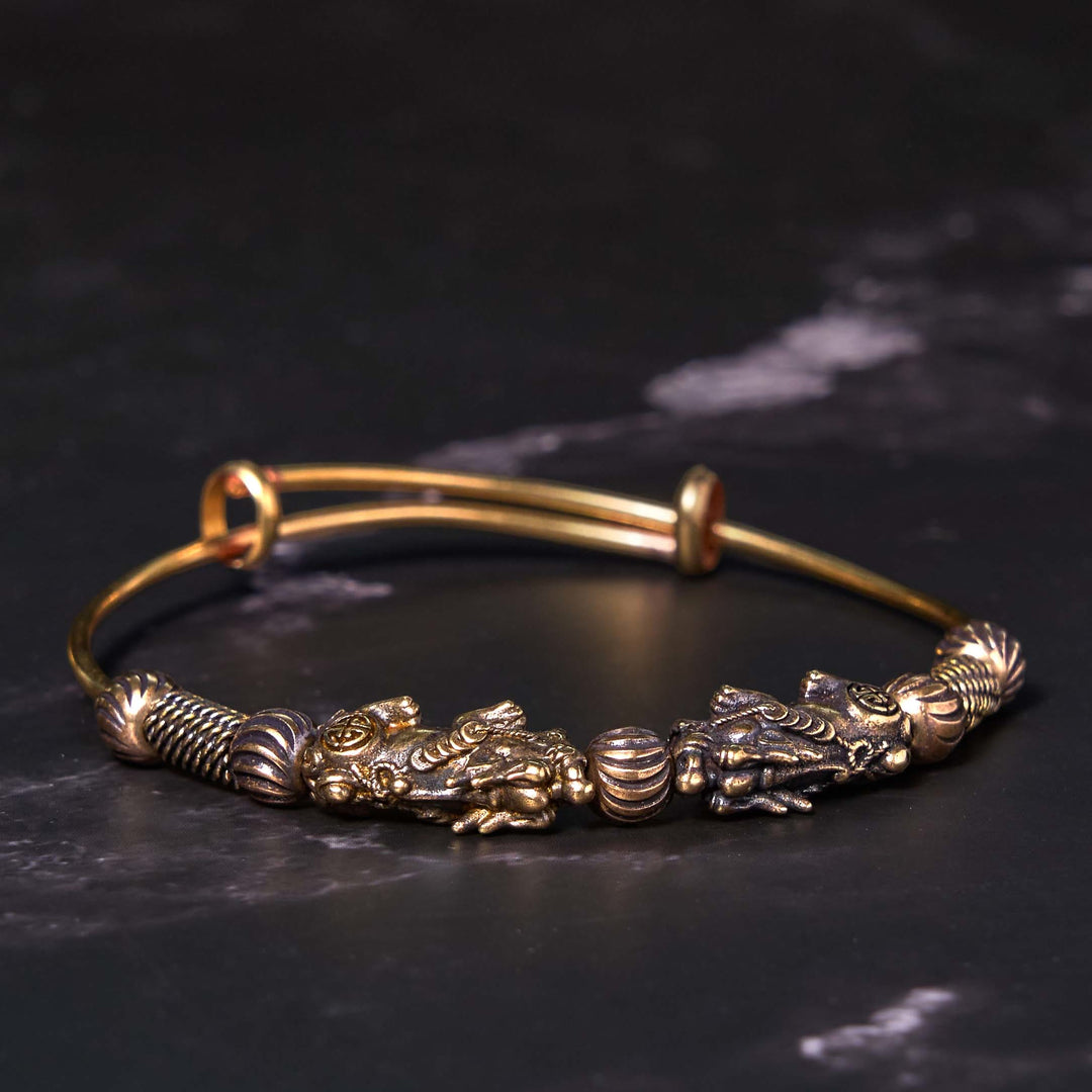 Pulsera brazalete de cobre con Buddha Stones Pi Xiu que aleja los malos espíritus y le da la suerte