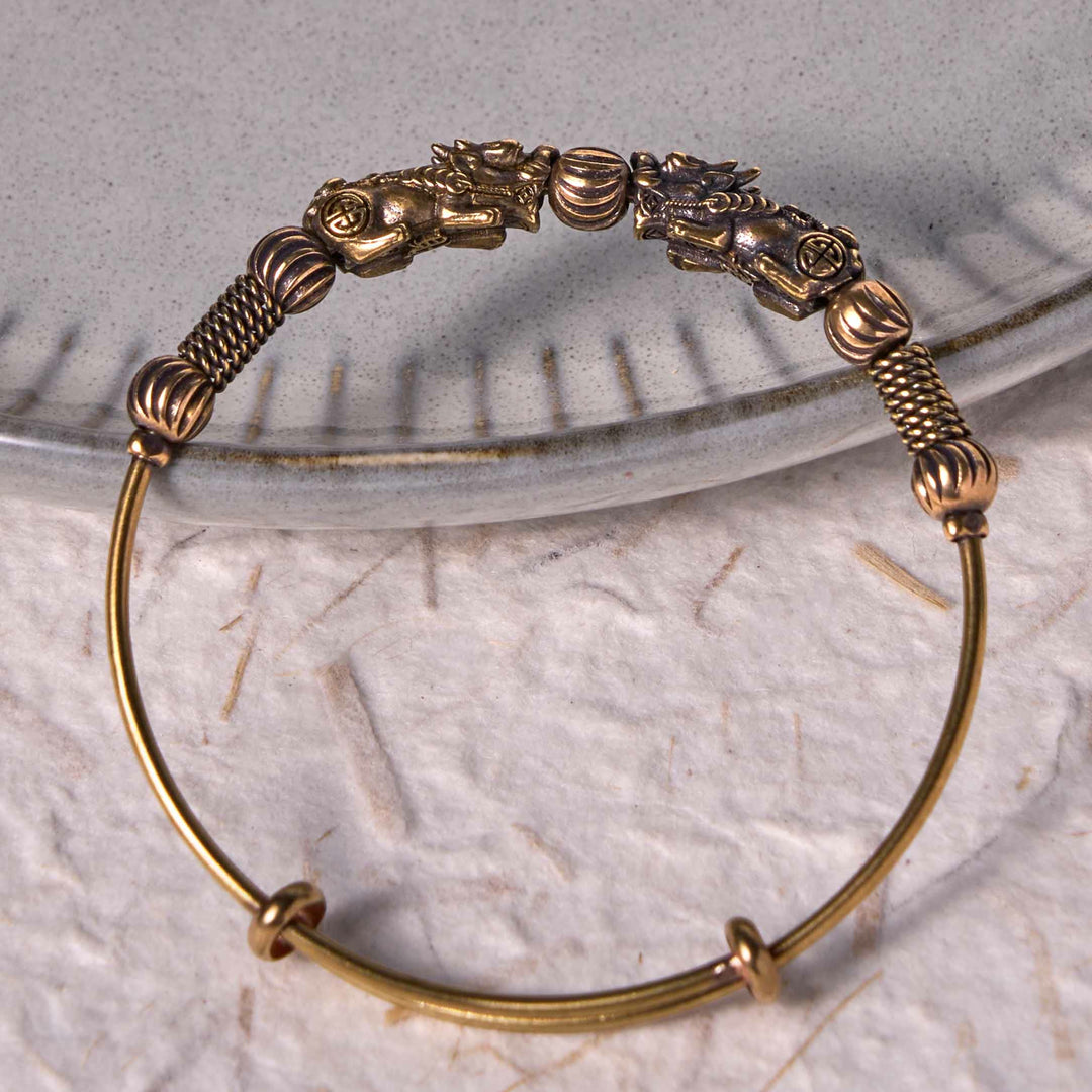 Pulsera brazalete de cobre con Buddha Stones Pi Xiu que aleja los malos espíritus y le da la suerte
