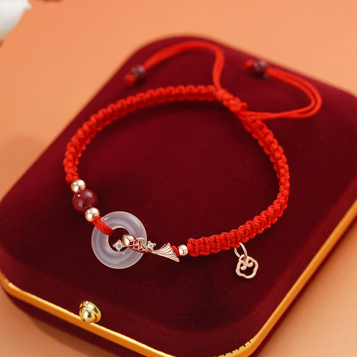 Pulsera de pareja positiva con cadena trenzada de plata de ley 925 con hebilla de paz de calcedonia hecha a mano y piedras de Buddha Stones