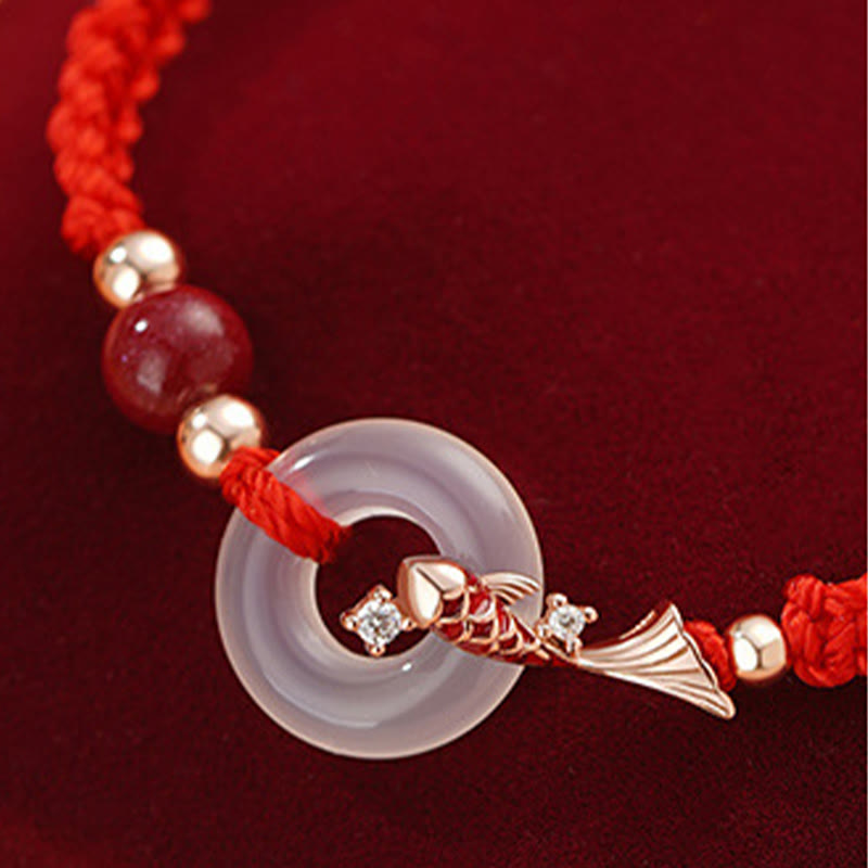 Pulsera de pareja positiva con cadena trenzada de plata de ley 925 con hebilla de paz de calcedonia hecha a mano y piedras de Buddha Stones