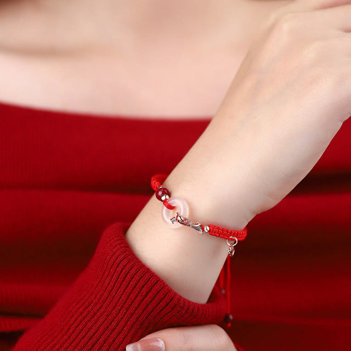Pulsera de pareja positiva con cadena trenzada de plata de ley 925 con hebilla de paz de calcedonia hecha a mano y piedras de Buddha Stones