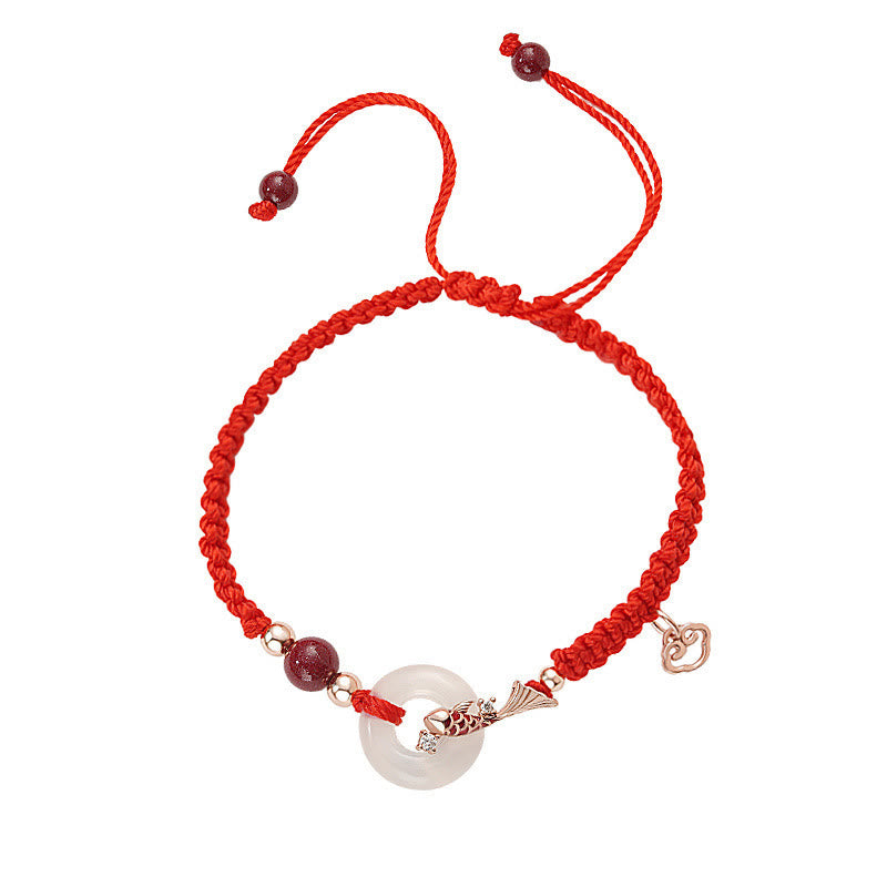 Pulsera de pareja positiva con cadena trenzada de plata de ley 925 con hebilla de paz de calcedonia hecha a mano y piedras de Buddha Stones