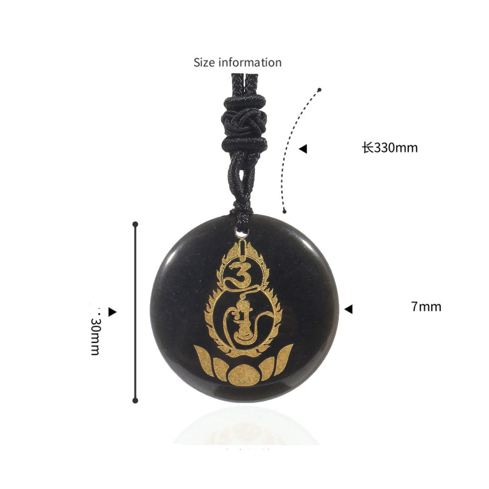 Colgante de collar con diseño de pedestal de loto y calabaza con Buddha Stones, protección Vajra, mantra, varios cristales naturales, obsidiana negra - image 1
