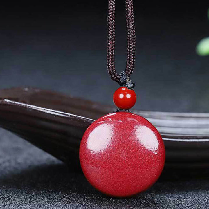 Collar con colgante de bendición con hilo trenzado y diseño Yin Yang de cinabrio natural con Buddha Stones - image 2