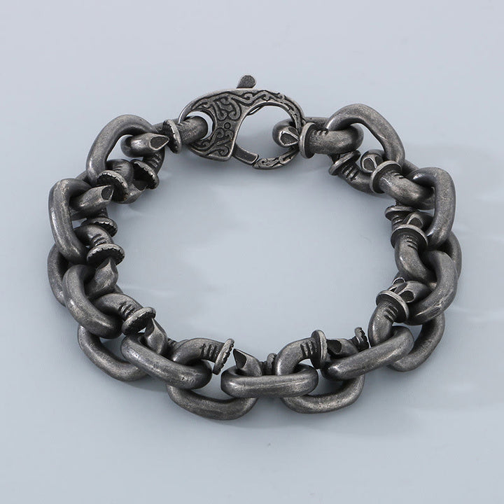 Pulsera de equilibrio de buena suerte de acero y titanio con remaches cuadrados y Buddha Stones