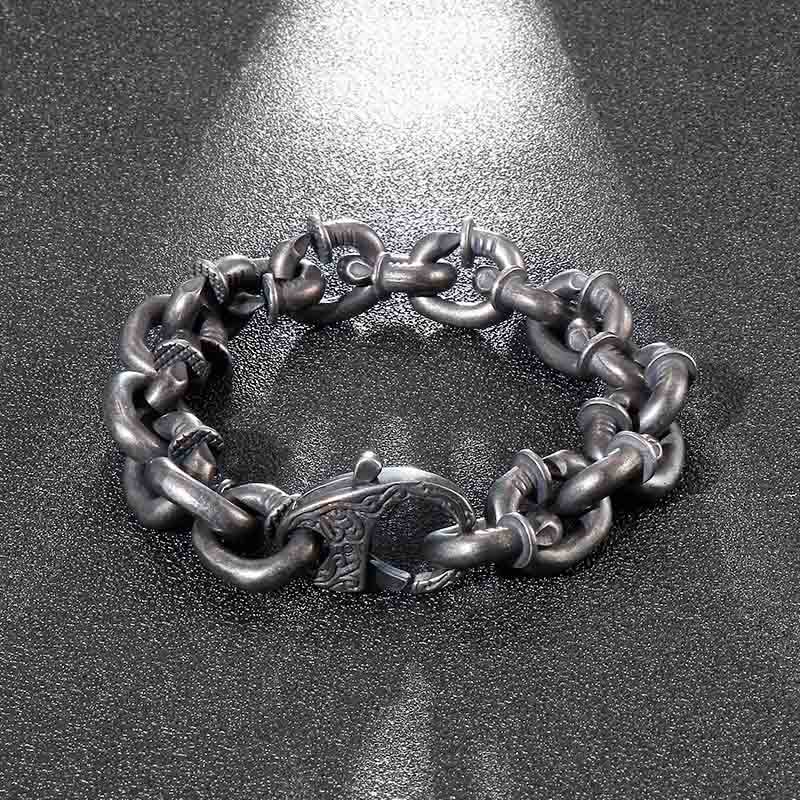 Pulsera de equilibrio de buena suerte de acero y titanio con remaches cuadrados y Buddha Stones