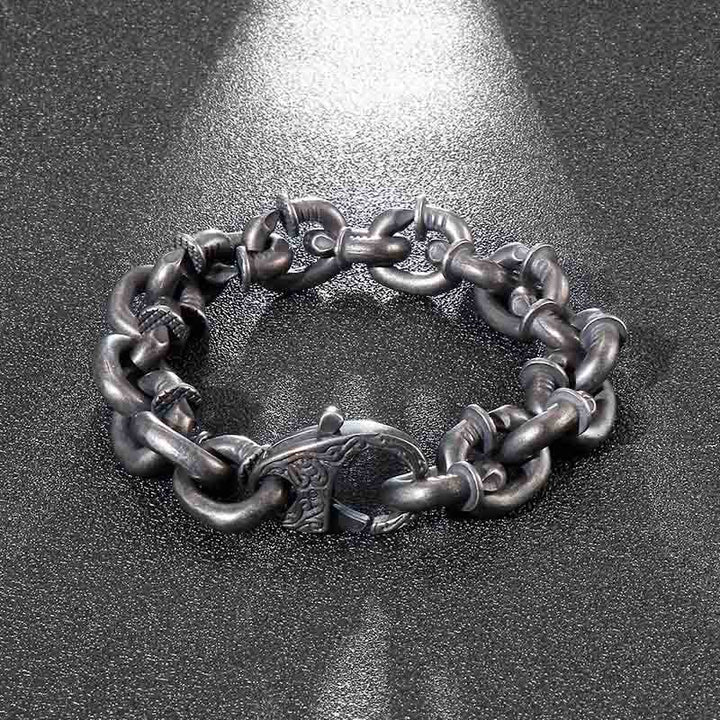 Pulsera de equilibrio de buena suerte de acero y titanio con remaches cuadrados y Buddha Stones