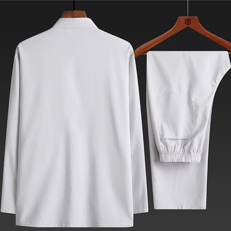 Traje Tang con Buddha Stones para Año Nuevo chino, uniforme tradicional Hanfu, camiseta de manga larga, pantalones, conjunto para hombre