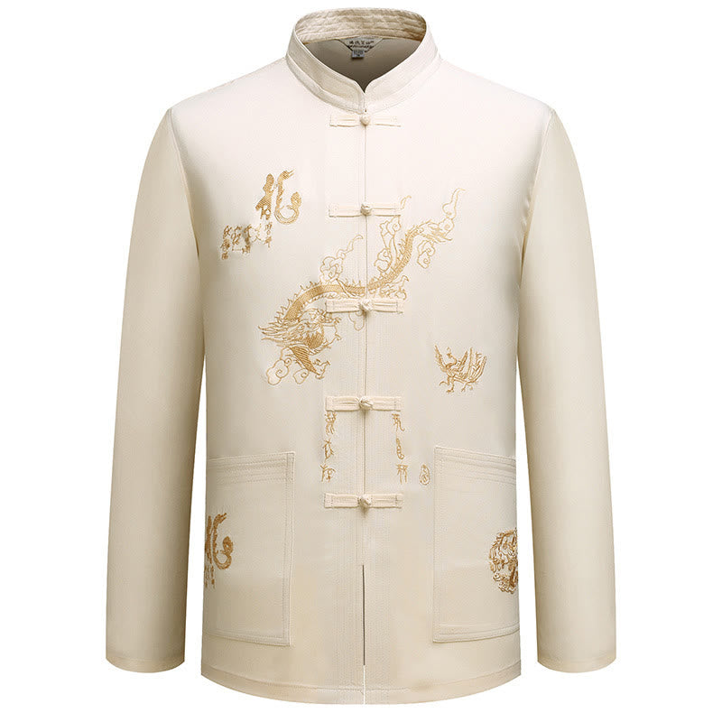 Traje Tang con Buddha Stones para Año Nuevo chino, uniforme tradicional Hanfu, camiseta de manga larga, pantalones, conjunto para hombre