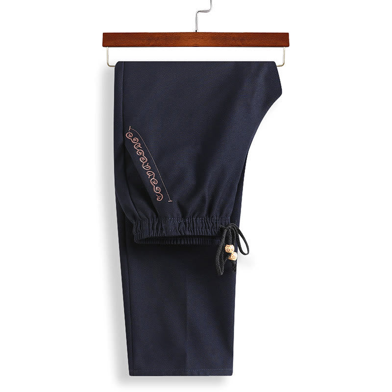 Traje Tang bordado con Buddha Stones para Año Nuevo chino, uniforme tradicional Hanfu, camiseta de manga larga, pantalones, conjunto para hombre