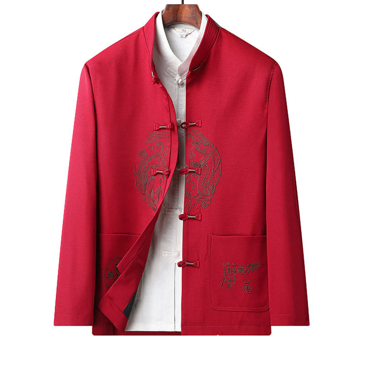 Traje Tang bordado con Buddha Stones para Año Nuevo chino, uniforme tradicional Hanfu, camiseta de manga larga, pantalones, conjunto para hombre