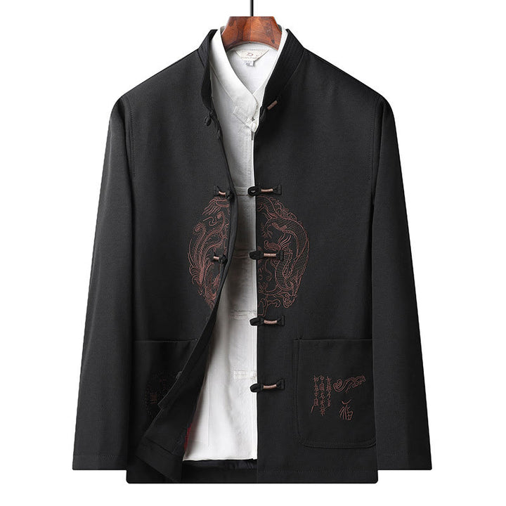Traje Tang bordado con Buddha Stones para Año Nuevo chino, uniforme tradicional Hanfu, camiseta de manga larga, pantalones, conjunto para hombre