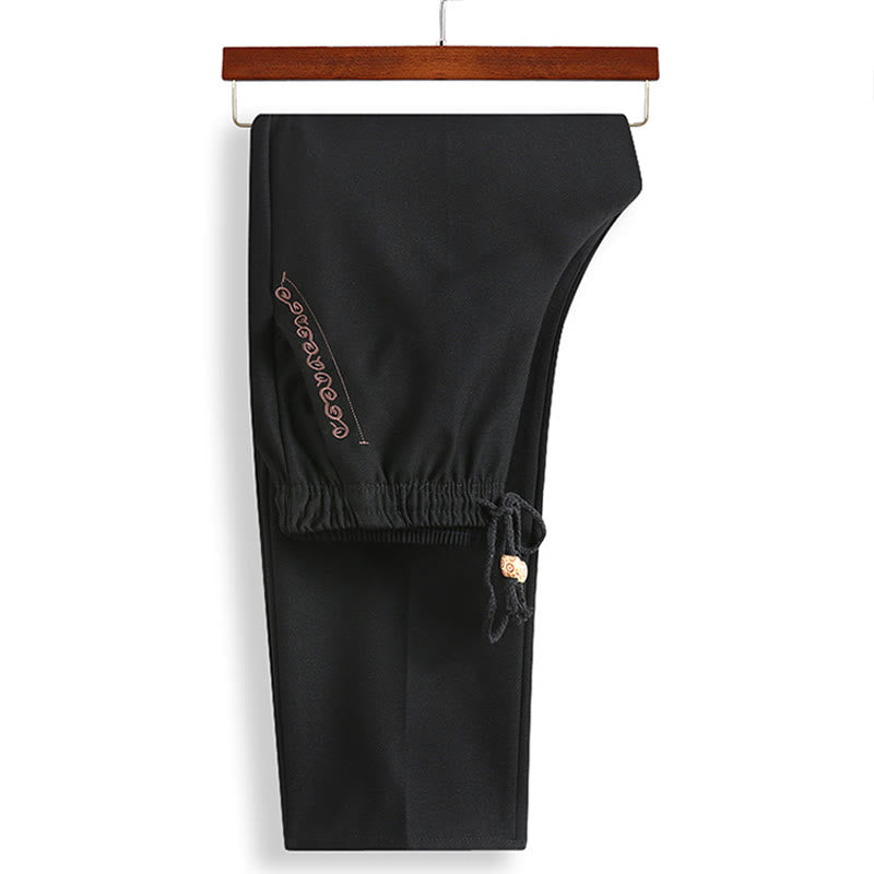 Traje Tang bordado con Buddha Stones para Año Nuevo chino, uniforme tradicional Hanfu, camiseta de manga larga, pantalones, conjunto para hombre