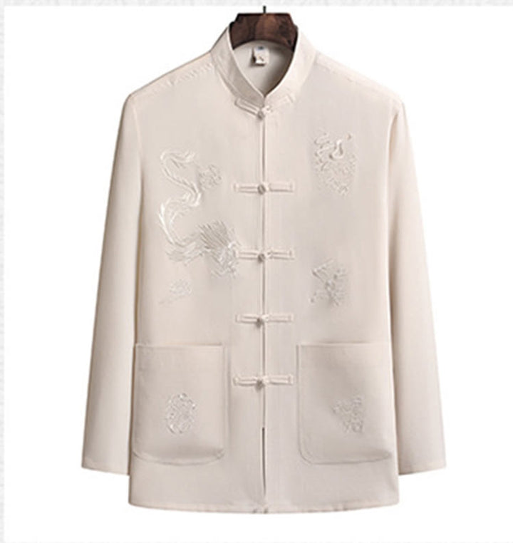 Traje Tang Hanfu de manga larga con botones y dragón y rana bordados con Buddha Stones para Año Nuevo chino, conjunto de ropa para hombre - image 18