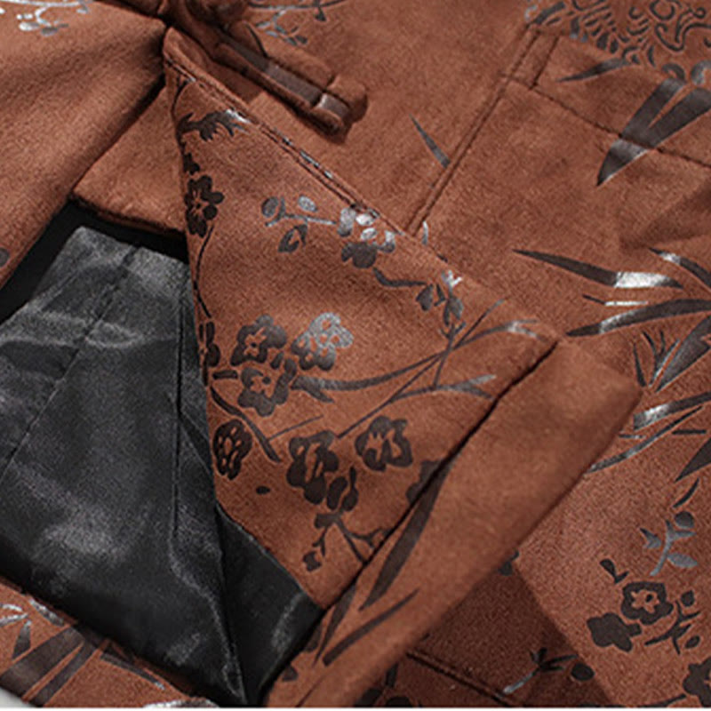 Buddha Stones , flores, bambú, puños de color sólido, botones de rana, traje Tang, chaqueta de algodón para hombre, camisa con bolsillos - image 21