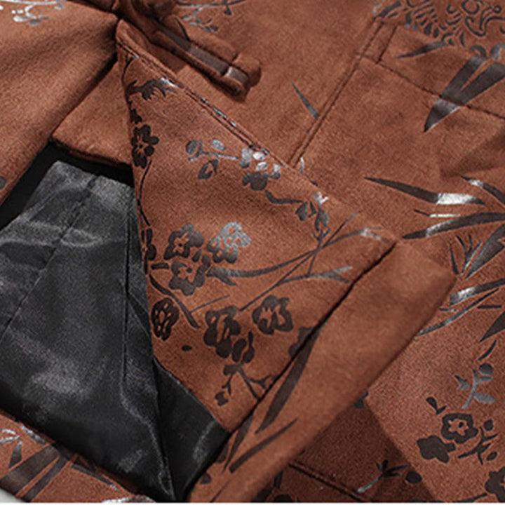 Buddha Stones , flores, bambú, puños de color sólido, botones de rana, traje Tang, chaqueta de algodón para hombre, camisa con bolsillos - image 21