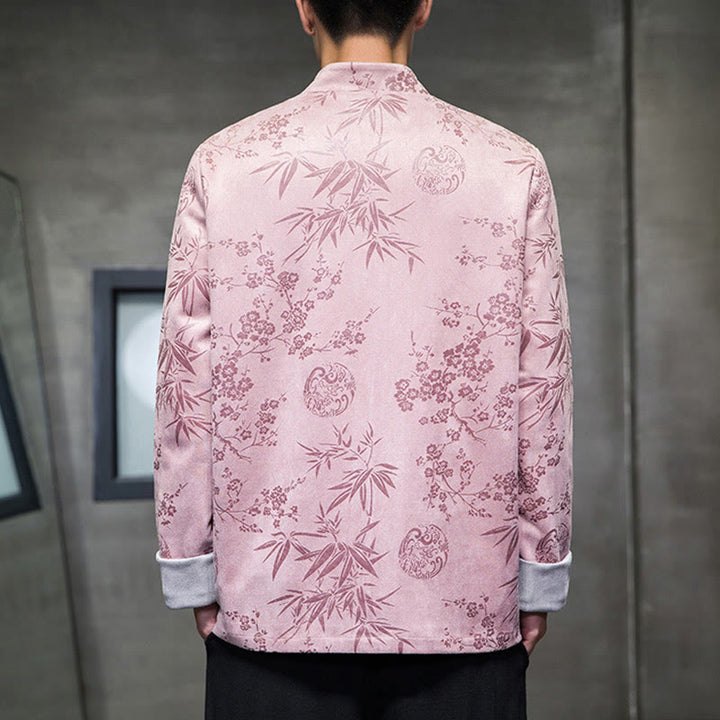 Buddha Stones , flores, bambú, puños de color sólido, botones de rana, traje Tang, chaqueta de algodón para hombre, camisa con bolsillos - image 37