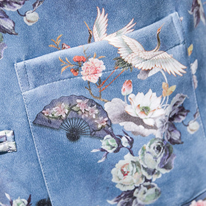 Buddha Stones , flores, abanicos, pájaros, botones de rana, chaqueta de algodón para hombre, camisa con bolsillos - image 17