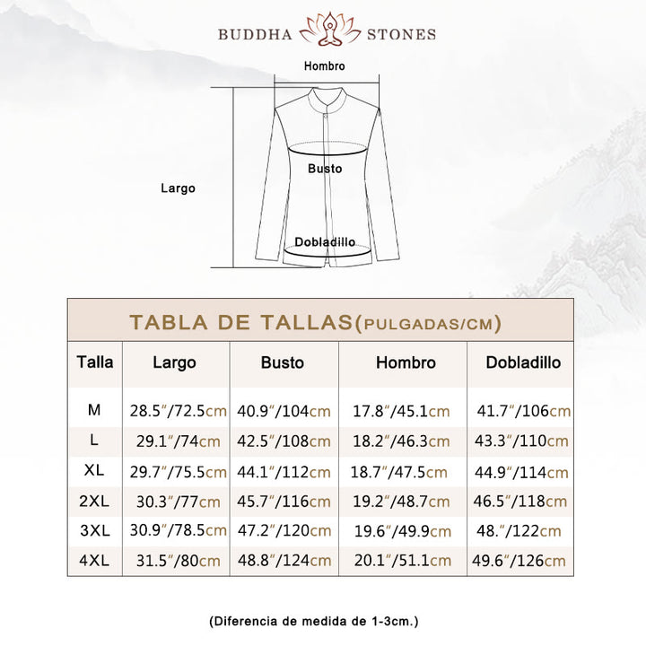 Chaqueta de lino y algodón con traje chino de color liso con Buddha Stones para hombre - image 6