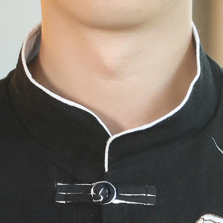 Chaqueta y camisa de algodón para hombre, traje Tang con botones de rana y bordado de grulla voladora de Año Nuevo chino con Buddha Stones - image 14