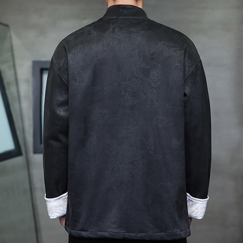 Traje Tang para hombre, chaqueta, camisa y bolsillos, con estampado de kirin y botones de rana y Buddha Stones para el Año Nuevo chino - image 17