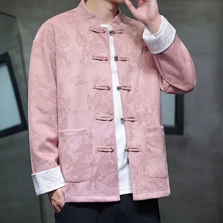 Traje Tang para hombre, chaqueta, camisa y bolsillos, con estampado de kirin y botones de rana y Buddha Stones para el Año Nuevo chino - image 32