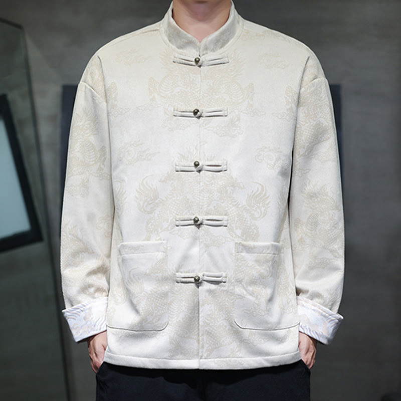 Traje Tang para hombre, chaqueta, camisa y bolsillos, con estampado de kirin y botones de rana y Buddha Stones para el Año Nuevo chino - image 22