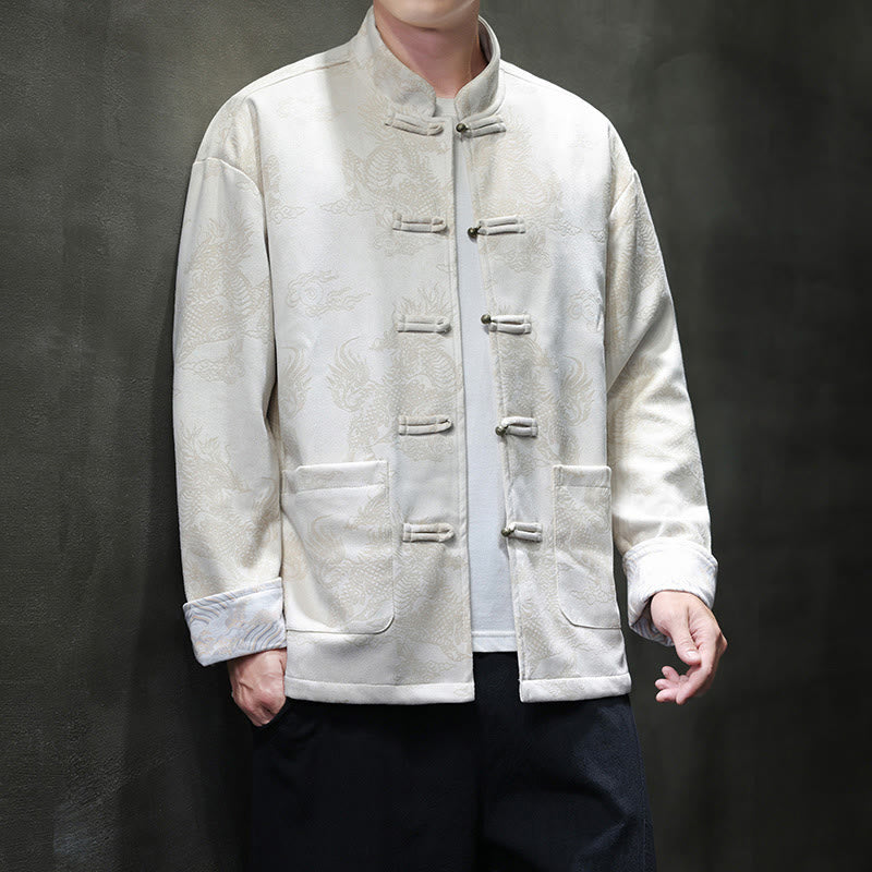 Traje Tang para hombre, chaqueta, camisa y bolsillos, con estampado de kirin y botones de rana y Buddha Stones para el Año Nuevo chino - image 28