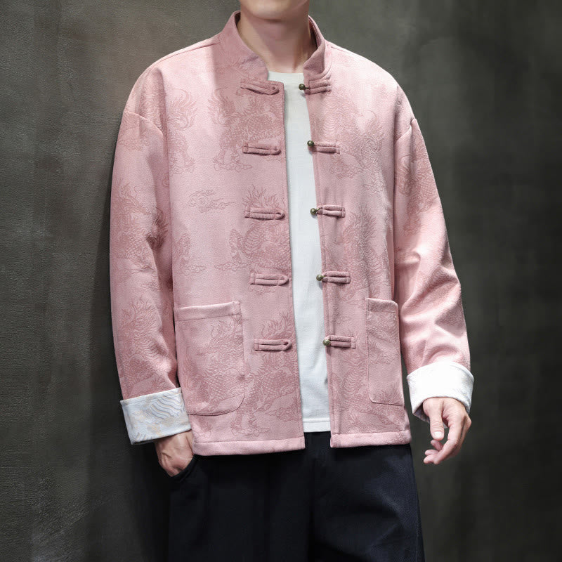 Traje Tang para hombre, chaqueta, camisa y bolsillos, con estampado de kirin y botones de rana y Buddha Stones para el Año Nuevo chino - image 36