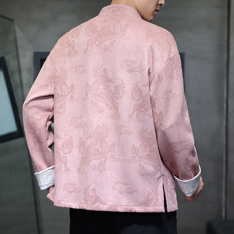 Traje Tang para hombre, chaqueta, camisa y bolsillos, con estampado de kirin y botones de rana y Buddha Stones para el Año Nuevo chino - image 33